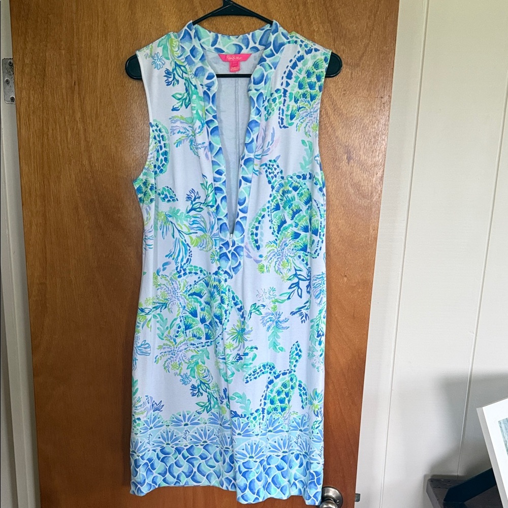 Lilly Pulitzer Blue and Green Patterned Swim Cover-Up